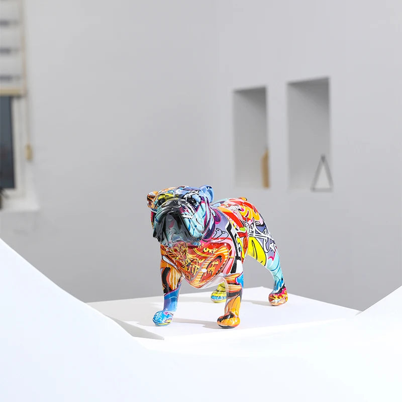 Creativity Bulldog Wholesale Graffiti Water Transfer Office  Ornaments Printing Resin Bulldog Home Decor Modern Crafts