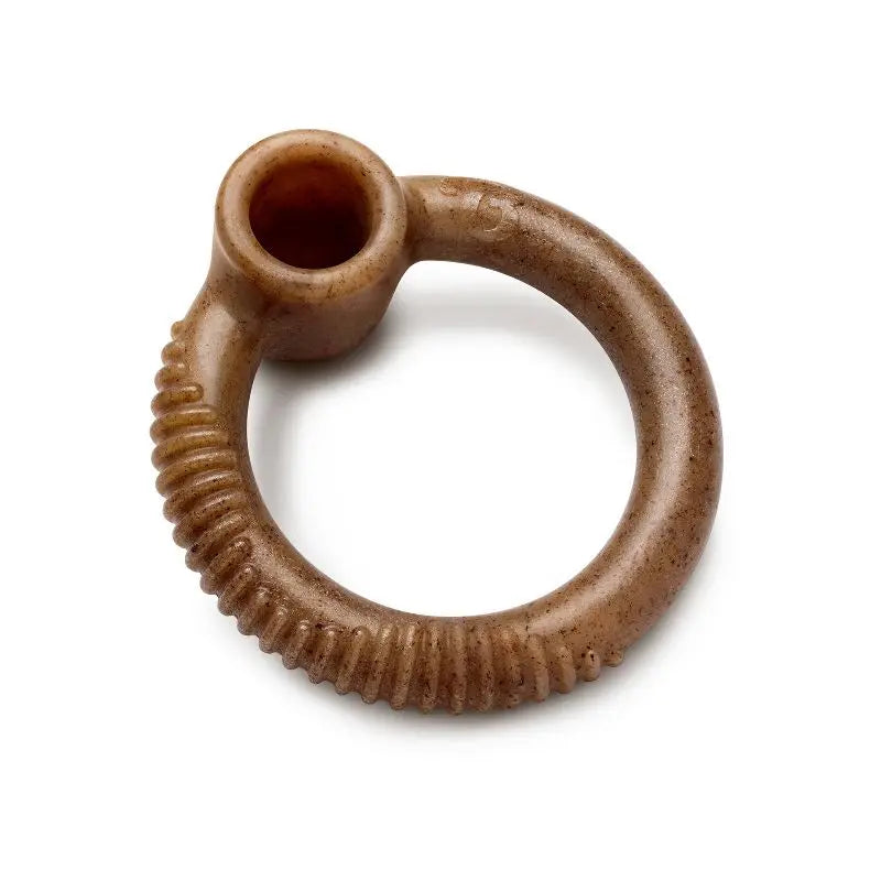 Bacon Flavored Dog Chew Toy with Peanut Butter Pocket Ring Bone for Aggressive Chewers Real Meat Scented Puppy Teething Toy