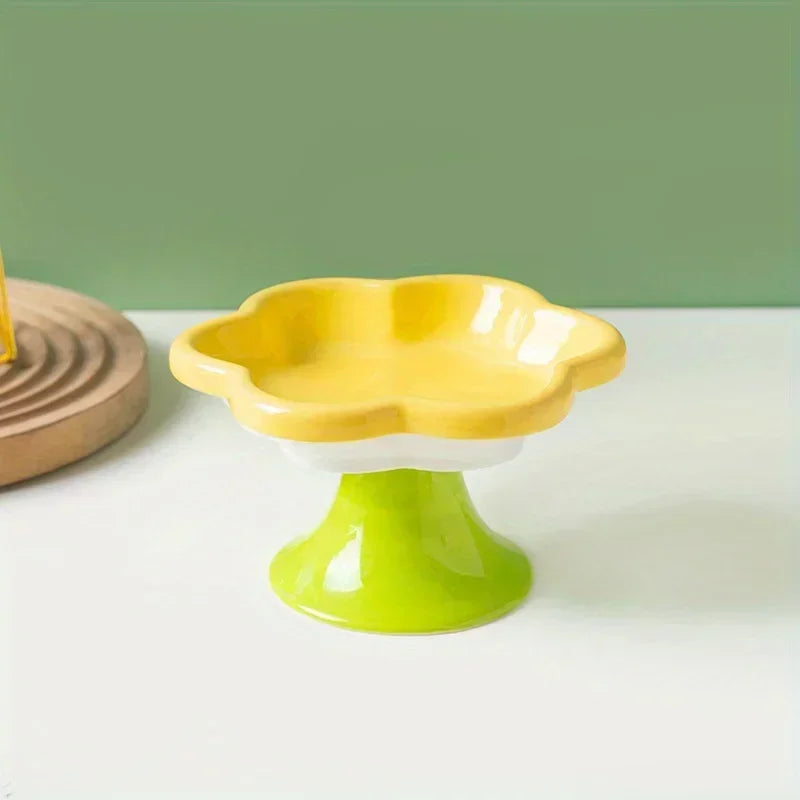 Neck Raised Cat Elevated Food With Water With Design, Ceramic For Bowl Snack Cat Protection Plate Flower Stand Bowl Dish