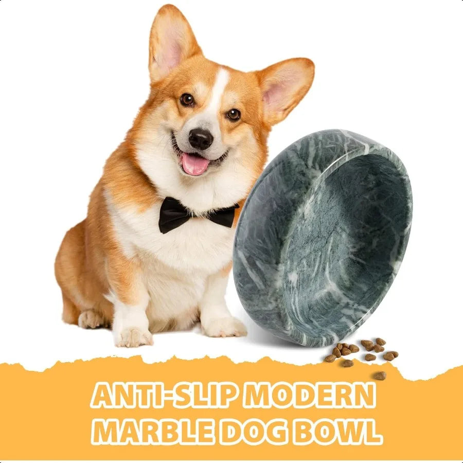 Natural Marble Dog Bowl 5lbs NonSlip Cat and Dog Food Bowl Dish NonTipping Weighted Puppy Pet Dish Durable Food and Water Bowls
