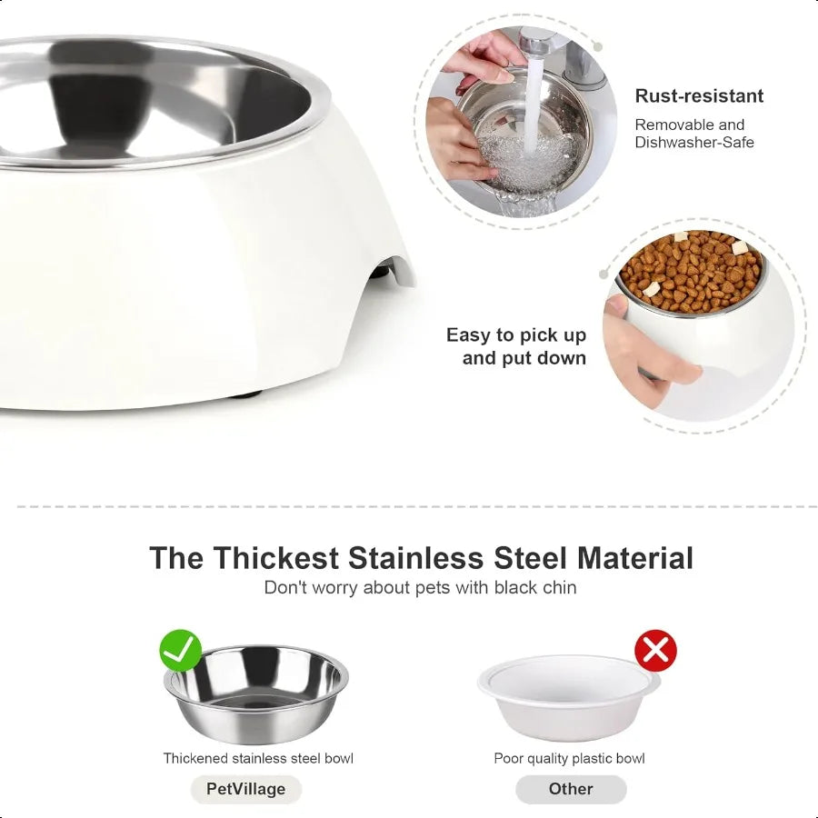 Stainl Steel Dog Bowls Set Dual NonSlip Pet Dishes with 2 Small 4oz2 Bowls Durable Resin StandFood Water Feeder for Puppies Kit