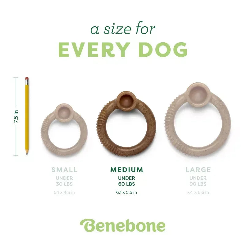 Bacon Flavored Dog Chew Toy with Peanut Butter Pocket Ring Bone for Aggressive Chewers Real Meat Scented Puppy Teething Toy