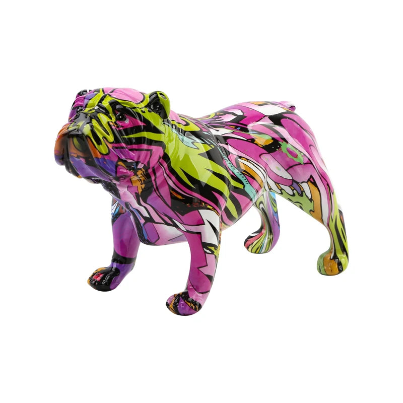Creativity Bulldog Wholesale Graffiti Water Transfer Office  Ornaments Printing Resin Bulldog Home Decor Modern Crafts