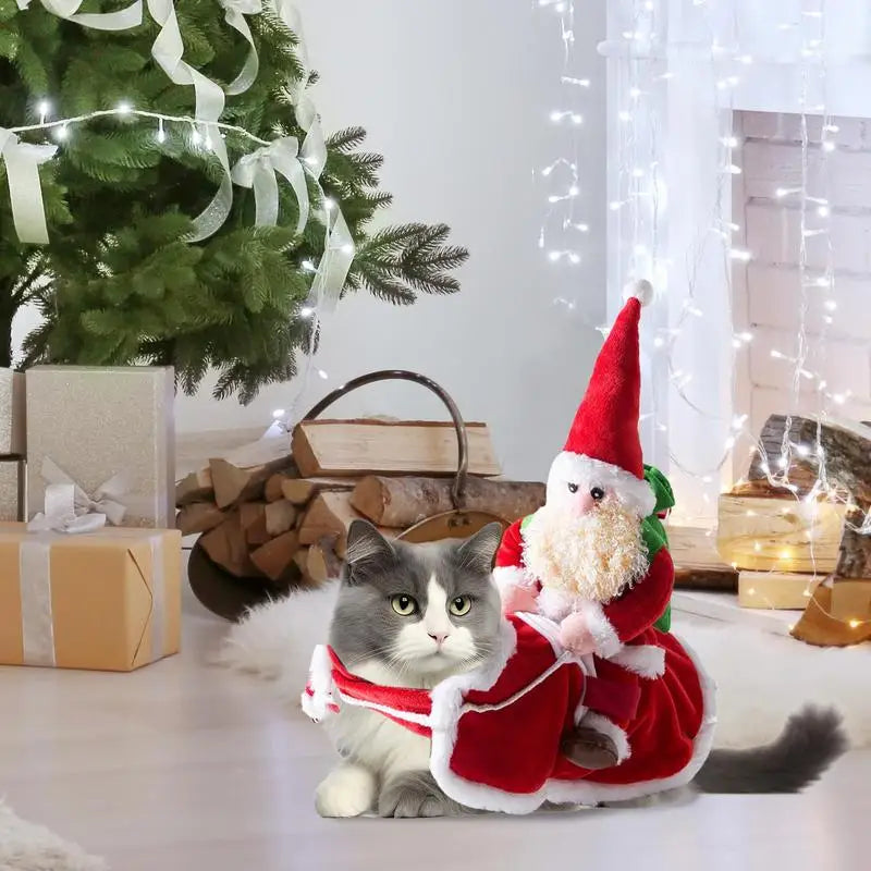 Christmas Dog Costume Santa Claus Clothes Riding Pet Cosplay Costumes Cosplay Costume Funny Dressing Up Outfit Clothes Suits Hat