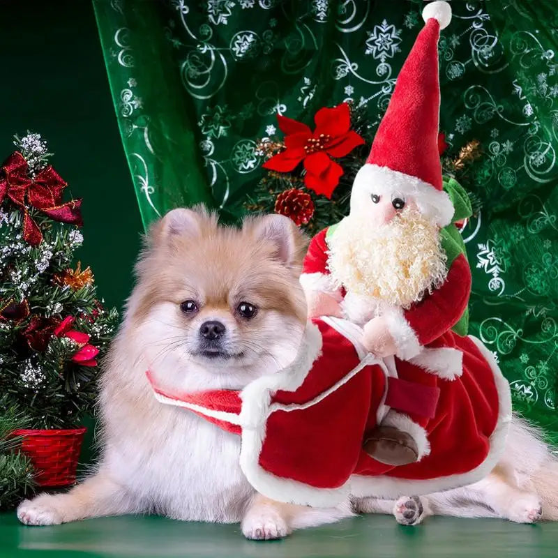 Christmas Dog Costume Santa Claus Clothes Riding Pet Cosplay Costumes Cosplay Costume Funny Dressing Up Outfit Clothes Suits Hat