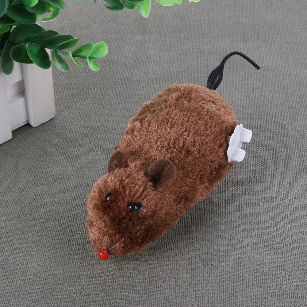 Kitten Clockwork Spring Mouse Plush TPR Cat Mechanical Motion Running Rat Toys Pet Supplies Interactive Playing Doll