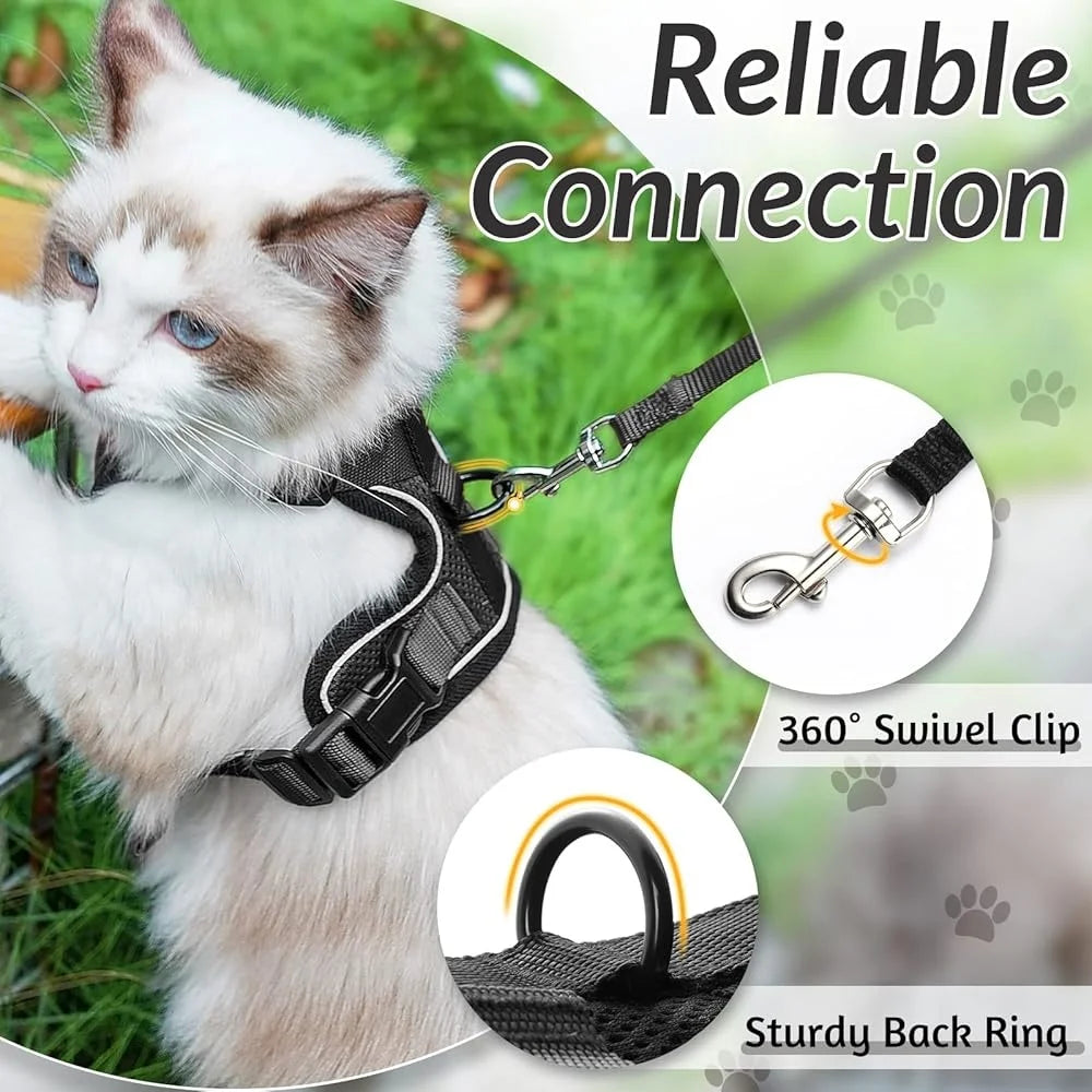 Escape Proof Cat Harness and Leash Soft Adjustable Breathable Vest Heavy Duty Easy Control Outdoor Walking Training