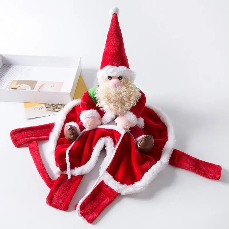 Christmas Dog Costume Santa Claus Clothes Riding Pet Cosplay Costumes Cosplay Costume Funny Dressing Up Outfit Clothes Suits Hat
