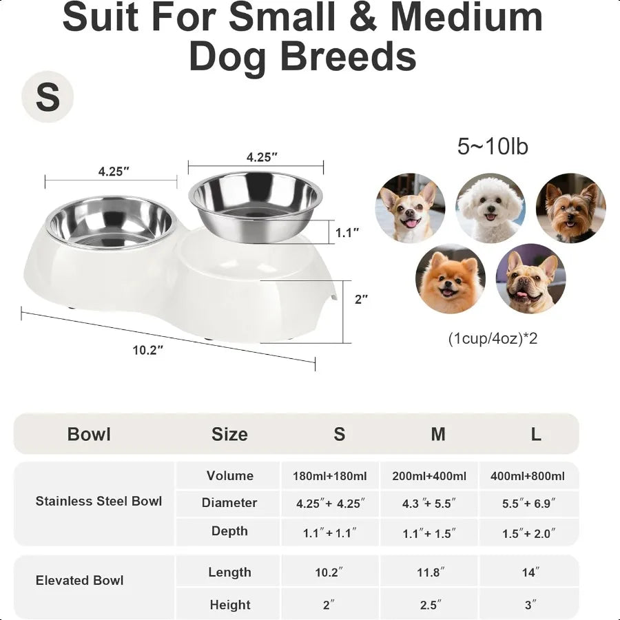 Stainl Steel Dog Bowls Set Dual NonSlip Pet Dishes with 2 Small 4oz2 Bowls Durable Resin StandFood Water Feeder for Puppies Kit