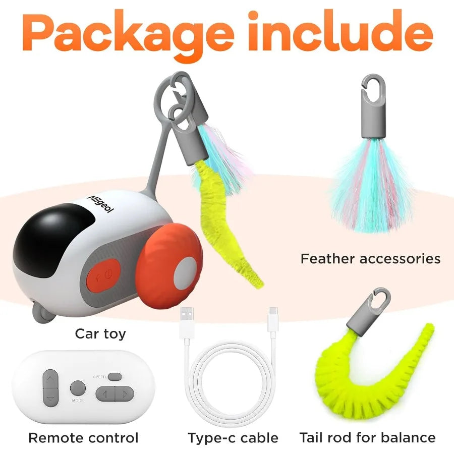 Turbo Tail 3.0 Interactive Cat Toy Smart Remote Control Electric Mouse with Feathers 3 Play Modes Smart Manual Standby Auto Obs