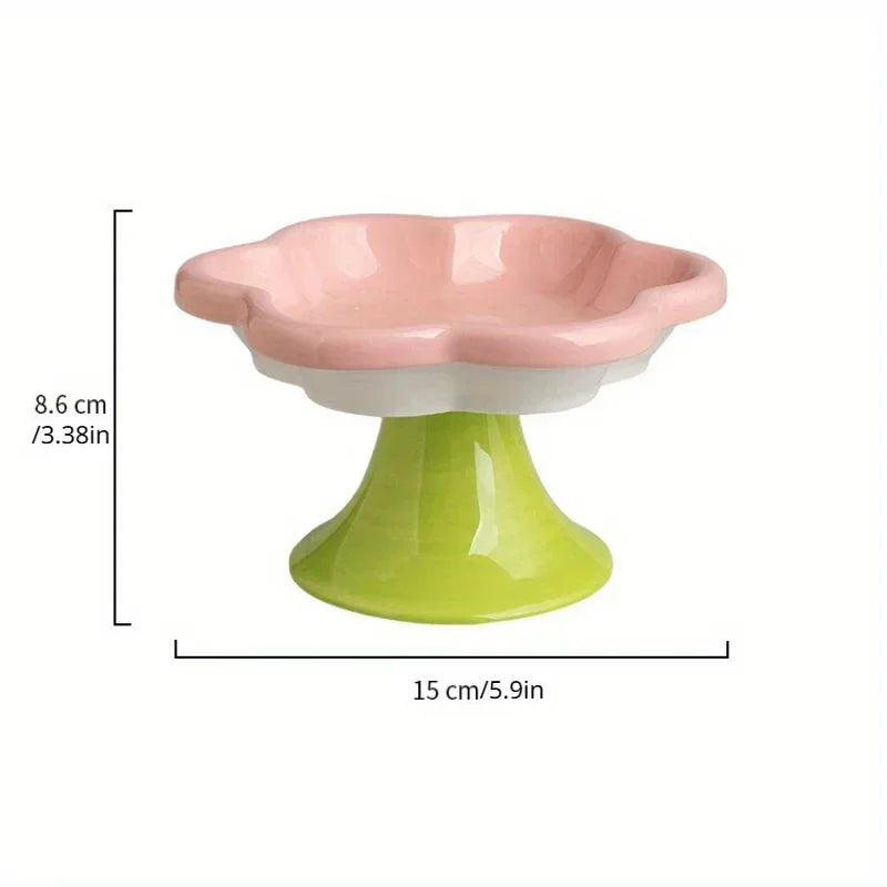 Neck Raised Cat Elevated Food With Water With Design, Ceramic For Bowl Snack Cat Protection Plate Flower Stand Bowl Dish