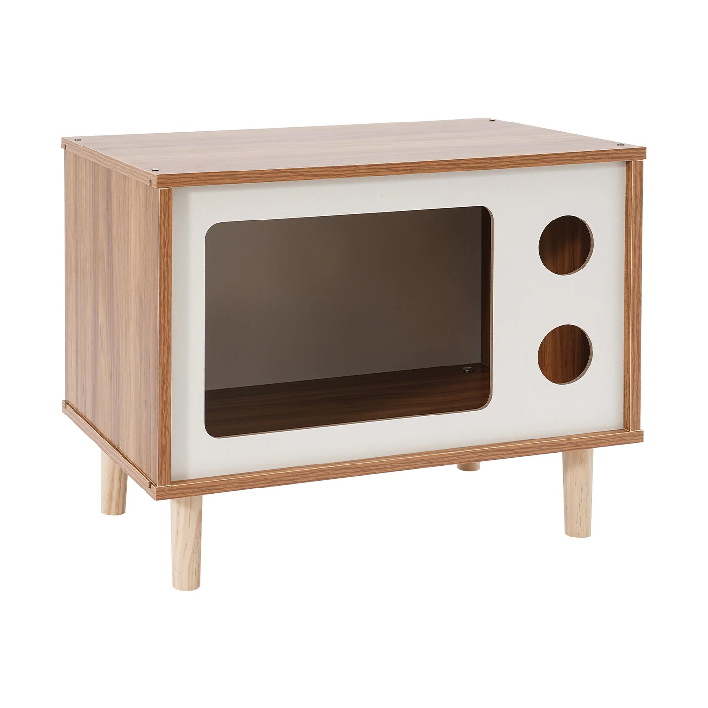 Cat House Wooden TV-Shaped Cat Bed 165.35lbs Load-Capacity Wear-Resistant Odorless 50*29*40cm Cat Condo for Small Pet