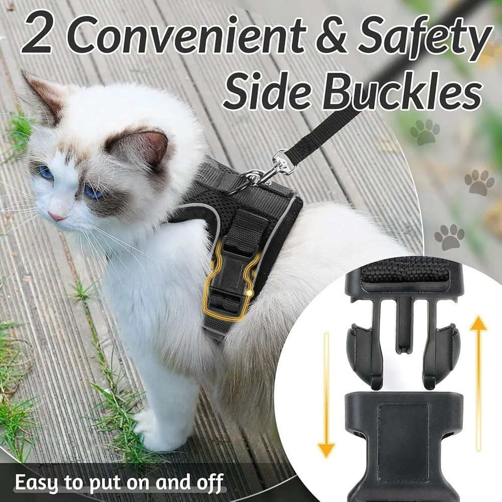 Escape Proof Cat Harness and Leash Soft Adjustable Breathable Vest Heavy Duty Easy Control Outdoor Walking Training