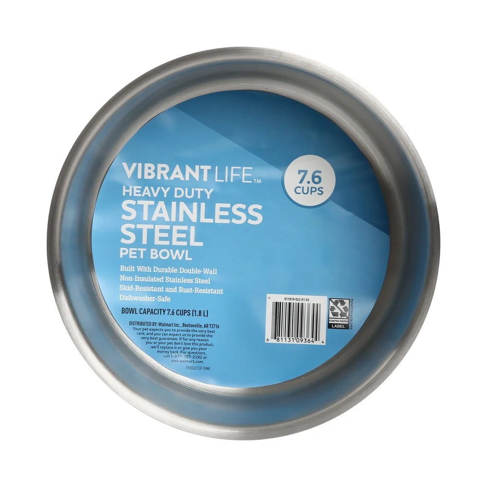 Large Double Wall Stainless Steel Dog Bowl Non-Skid Insulated Design Easy Clean Portable Food Water Suitable All Breeds