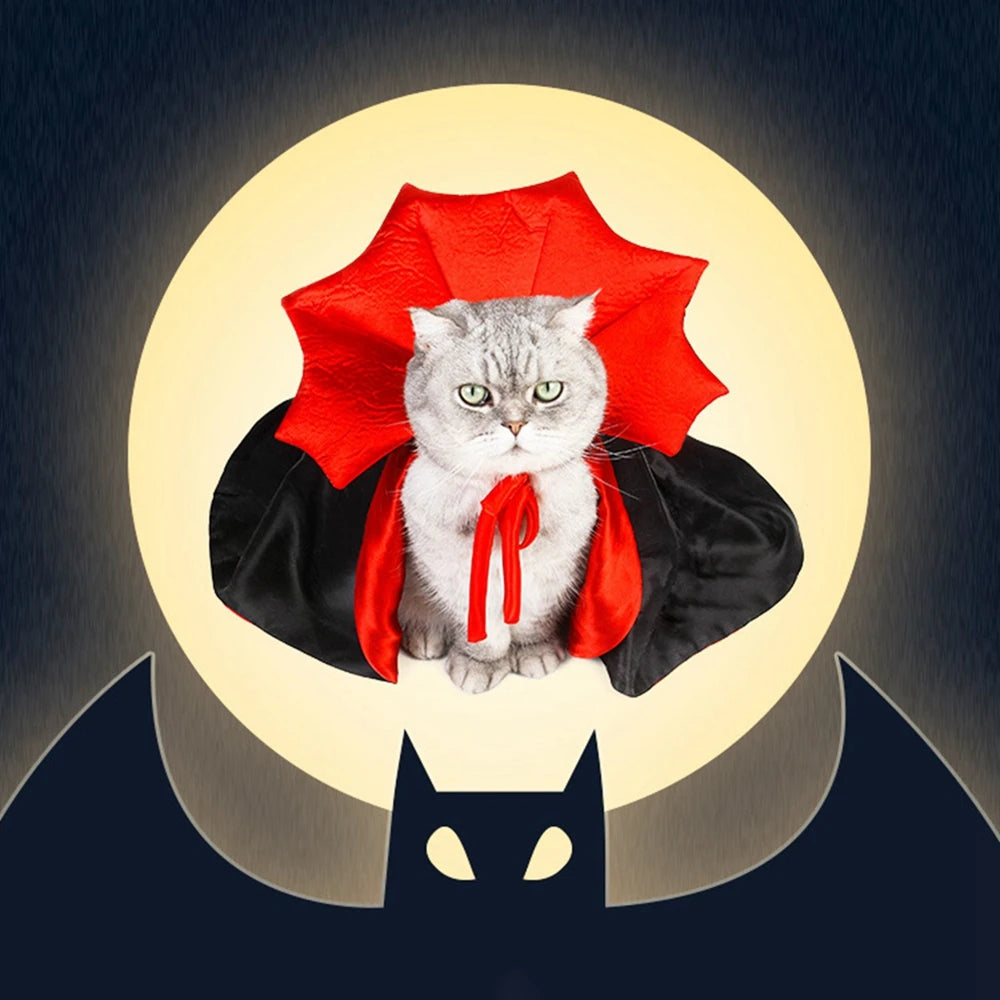 Funny Pet Role Play Costume Vampire Cloak For Small Dog Cat Halloween Puppy Cape Dress Kawaii Pet Clothes Cat Accessoties Gift