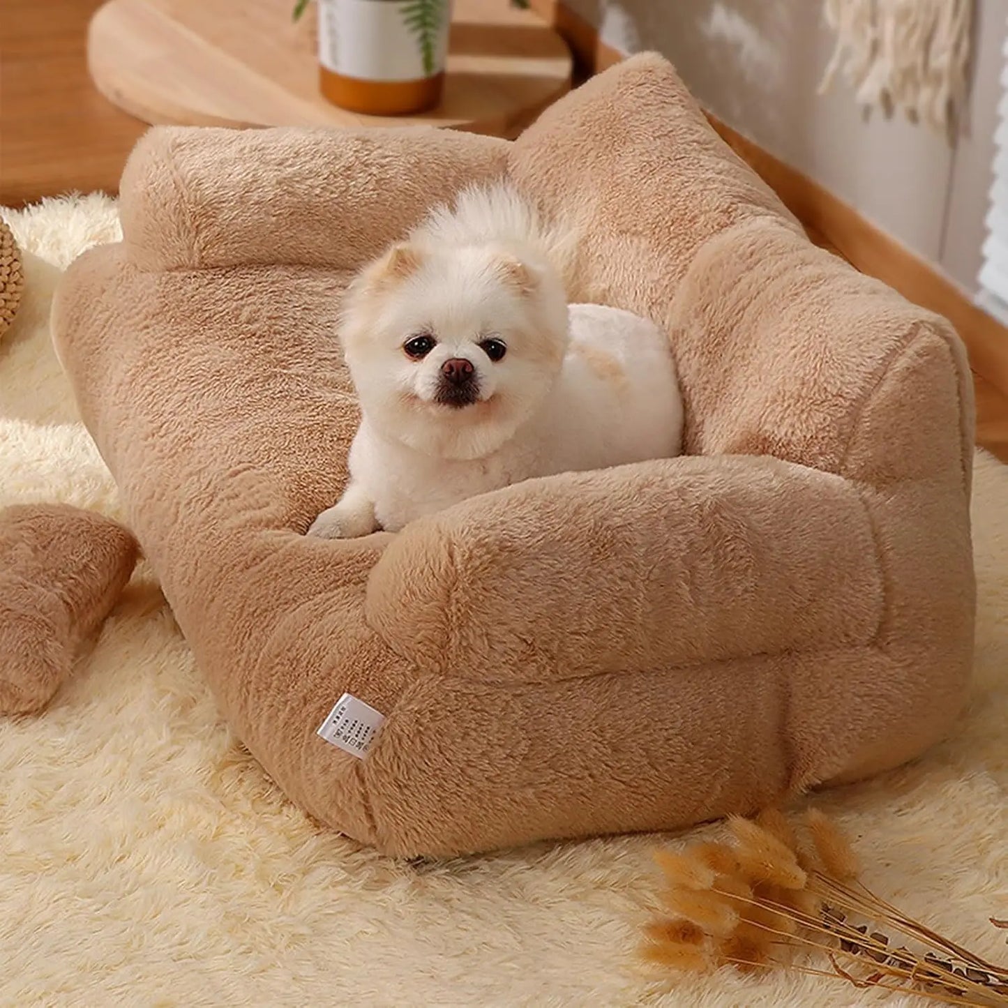 Plush Sofa Bed for Cats and Small Medium Dogs, Memory Foam Removable Washable Pet Sof, Removable Washable Pet Sofa Puppy Cat Bed
