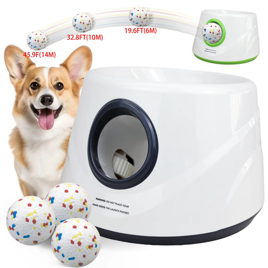 Automatic Dog Ball Launcher Dog Fetch Machine for Small to Medium Sized Dogs,3 Launch Distances, Ball Launcher for Dog Toys
