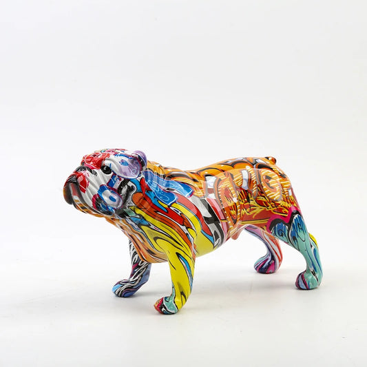 Creativity Bulldog Wholesale Graffiti Water Transfer Office  Ornaments Printing Resin Bulldog Home Decor Modern Crafts