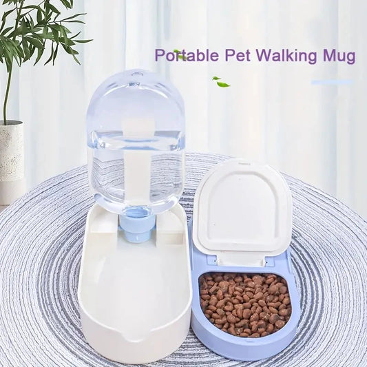 Portable Pet Water Bottle with Drinking Cup and Food Storage - Travel-Friendly Water Dispenser Feeder for Dogs, Cats, Rabbits &