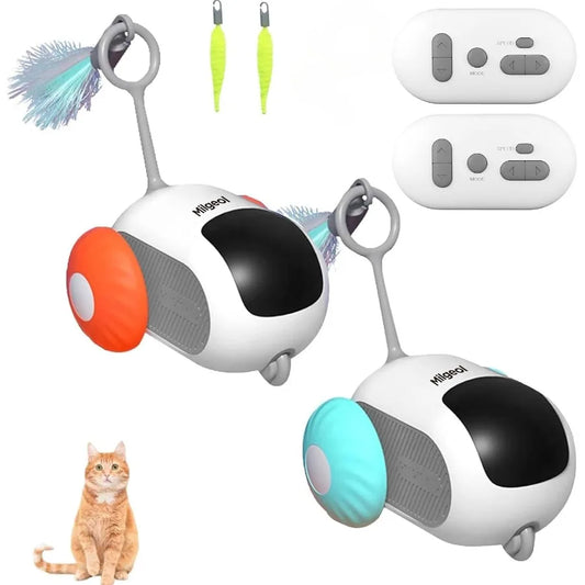 Turbo Tail 3.0 Interactive Cat Toy Smart Remote Control Electric Mouse with Feathers 3 Play Modes Smart Manual Standby Auto Obs