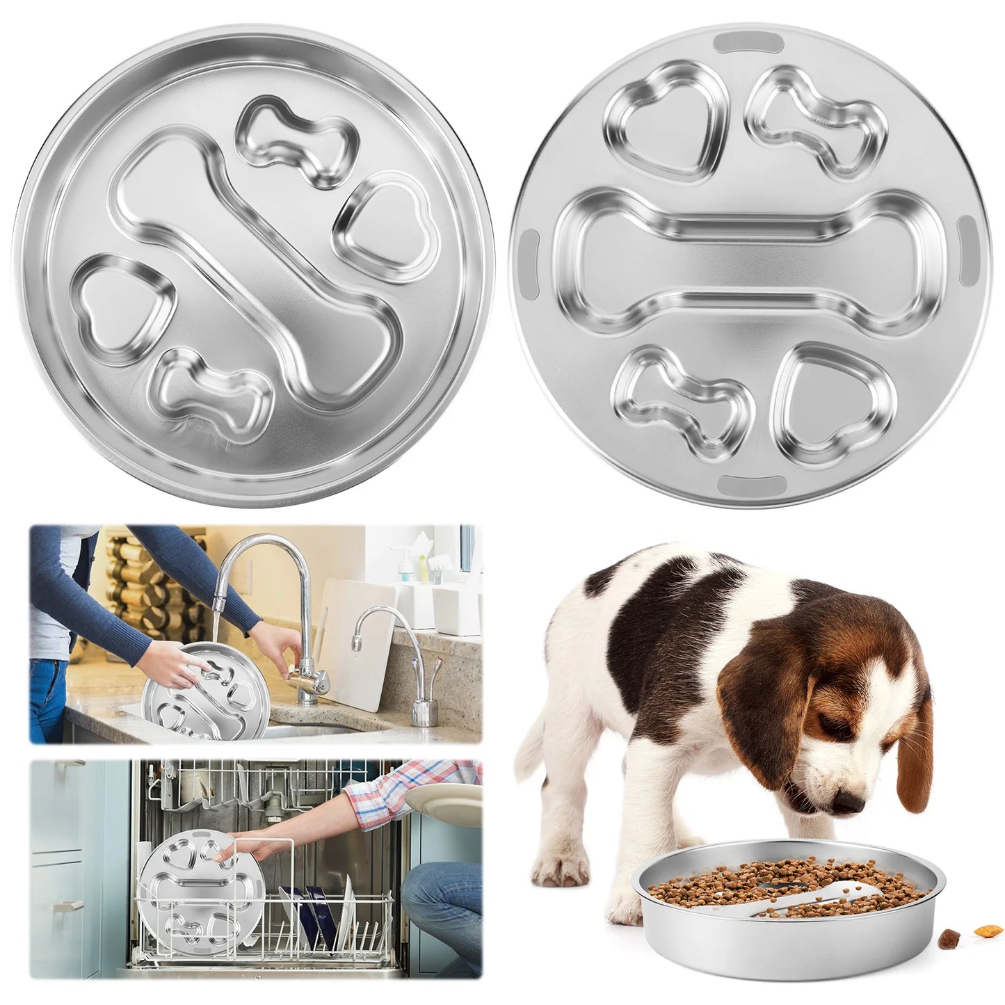 304 Stainless Steel Pet Dog Slow Feeder Bowl with Non-Slip Mat Pet Bowl Anti-Choking Pet Food Bowls for Small & Medium Dogs
