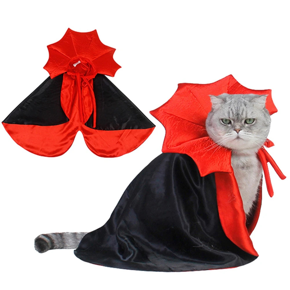 Funny Pet Role Play Costume Vampire Cloak For Small Dog Cat Halloween Puppy Cape Dress Kawaii Pet Clothes Cat Accessoties Gift