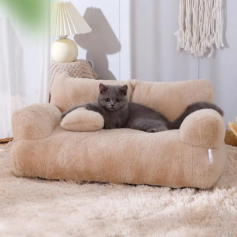 Plush Sofa Bed for Cats and Small Medium Dogs, Memory Foam Removable Washable Pet Sof, Removable Washable Pet Sofa Puppy Cat Bed