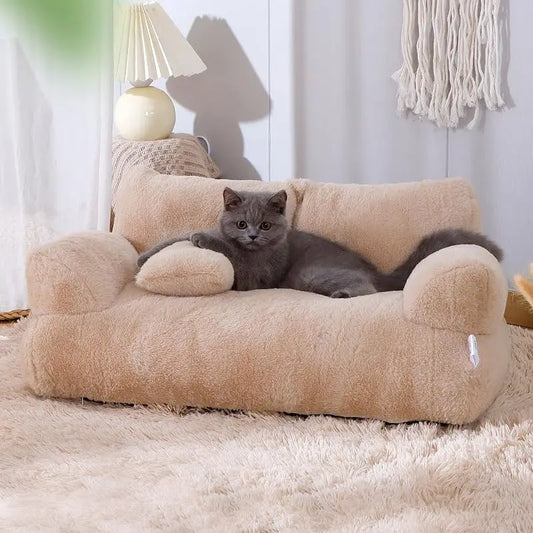 Plush Sofa Bed for Cats and Small Medium Dogs, Memory Foam Removable Washable Pet Sof, Removable Washable Pet Sofa Puppy Cat Bed