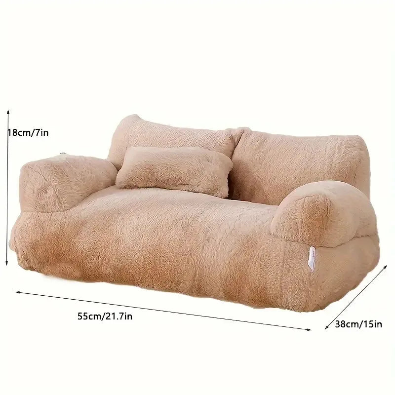 Plush Sofa Bed for Cats and Small Medium Dogs, Memory Foam Removable Washable Pet Sof, Removable Washable Pet Sofa Puppy Cat Bed