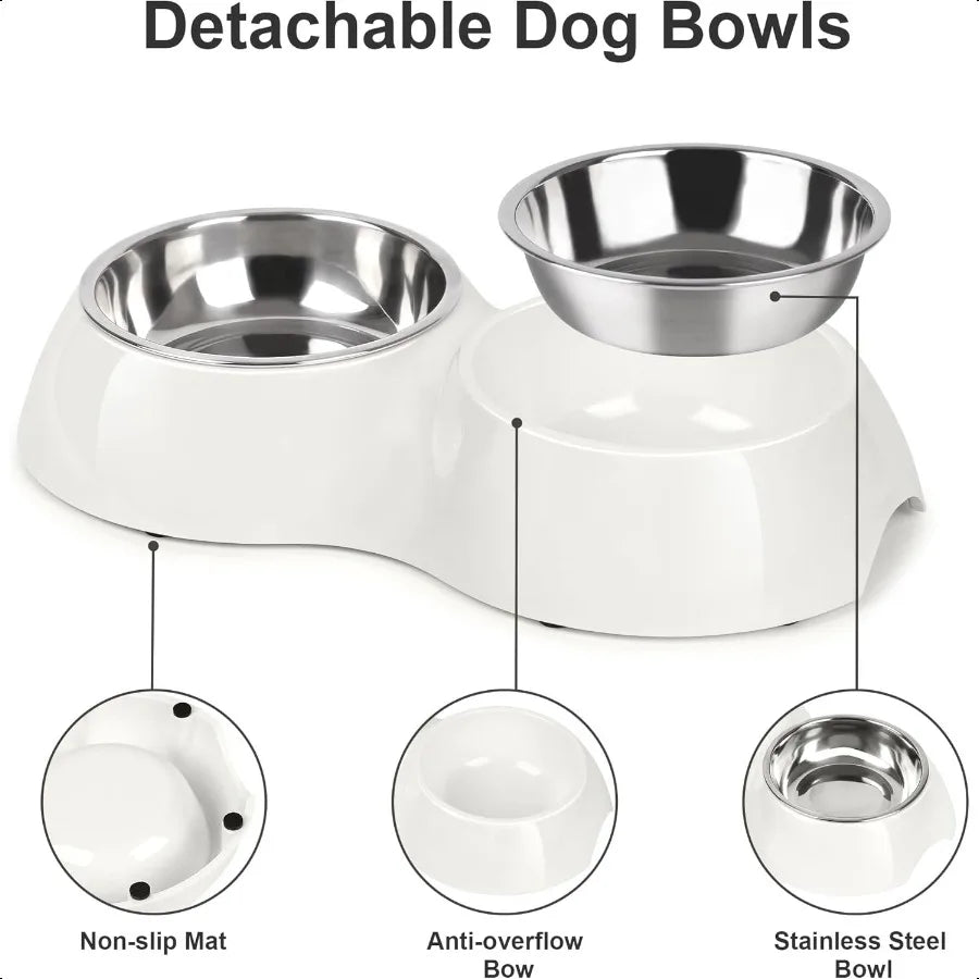 Stainl Steel Dog Bowls Set Dual NonSlip Pet Dishes with 2 Small 4oz2 Bowls Durable Resin StandFood Water Feeder for Puppies Kit