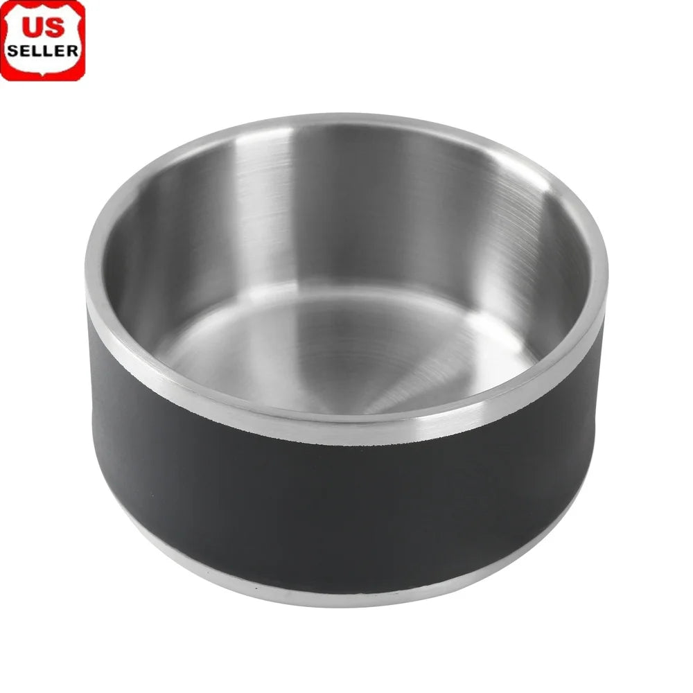 Large Double Wall Stainless Steel Dog Bowl Non-Skid Insulated Design Easy Clean Portable Food Water Suitable All Breeds