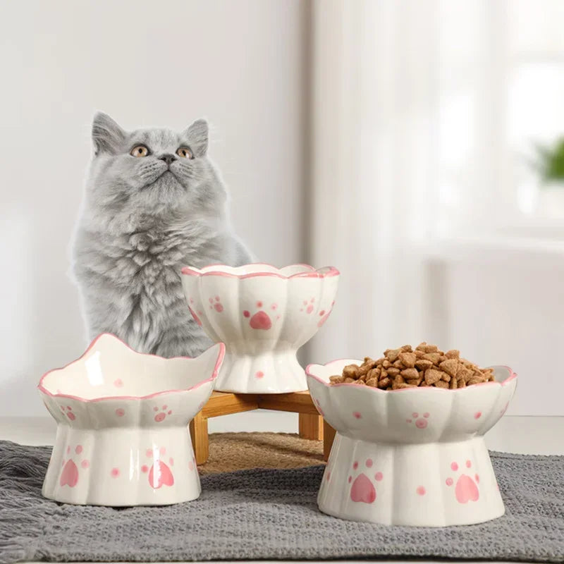 Food Bowl Pet Elevated Accessories Cat Set Drinking Water Snack Cats Ceramic Small Feeding Feeders Dogs Eating Puppy Bowls