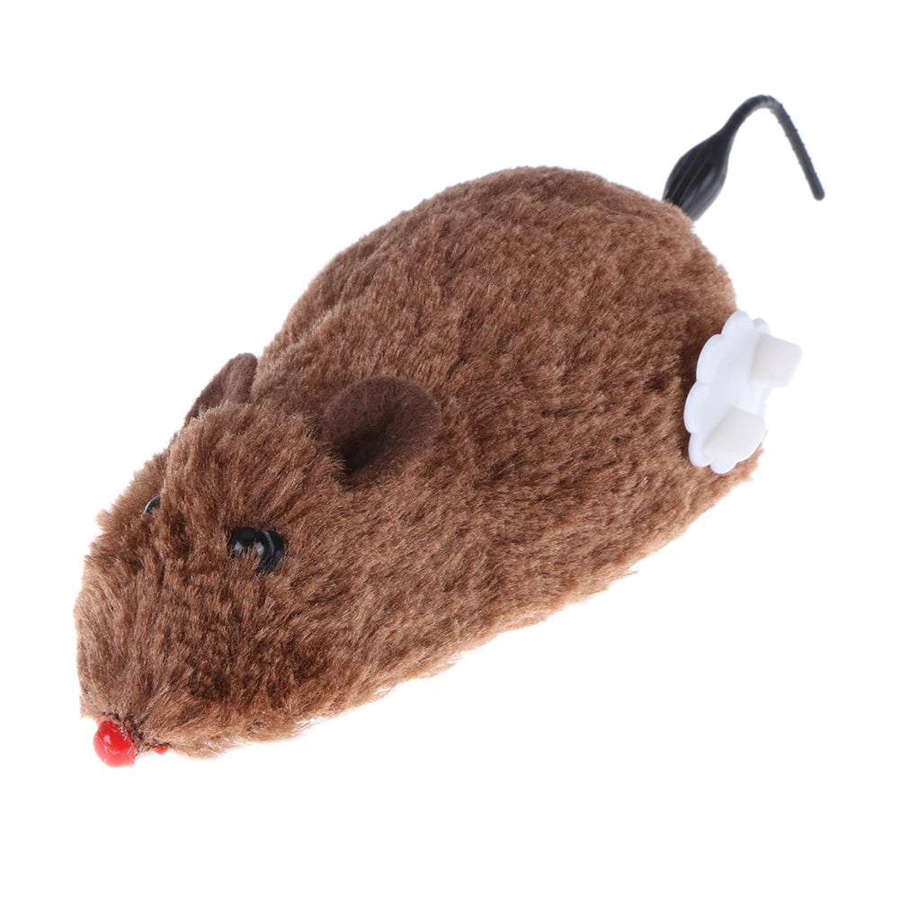 Kitten Clockwork Spring Mouse Plush TPR Cat Mechanical Motion Running Rat Toys Pet Supplies Interactive Playing Doll