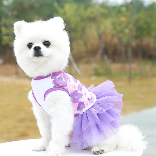 Floral Dog Dress for Small Breeds - Woven Polyester, Pullover Style, Breathable Pet Apparel for Dogs & Cats, Perfect for Toy & M