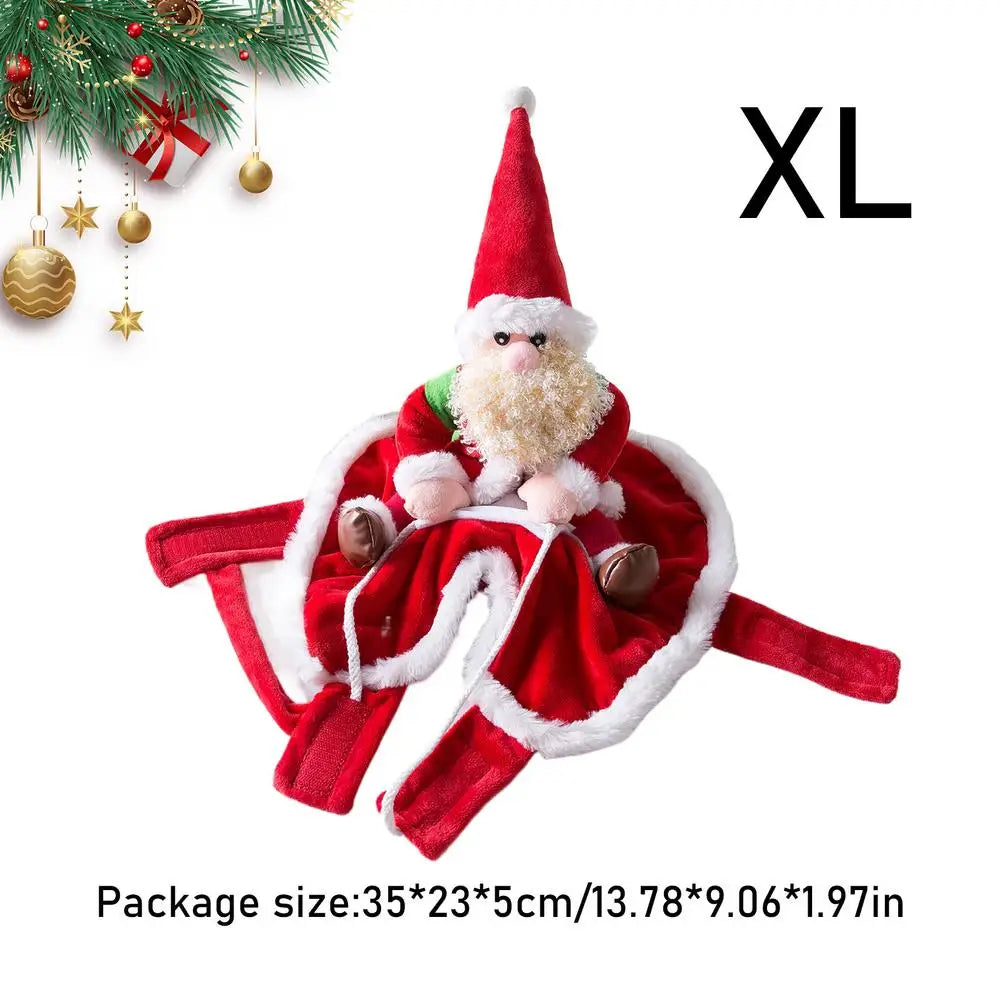 Christmas Dog Costume Santa Claus Clothes Riding Pet Cosplay Costumes Cosplay Costume Funny Dressing Up Outfit Clothes Suits Hat