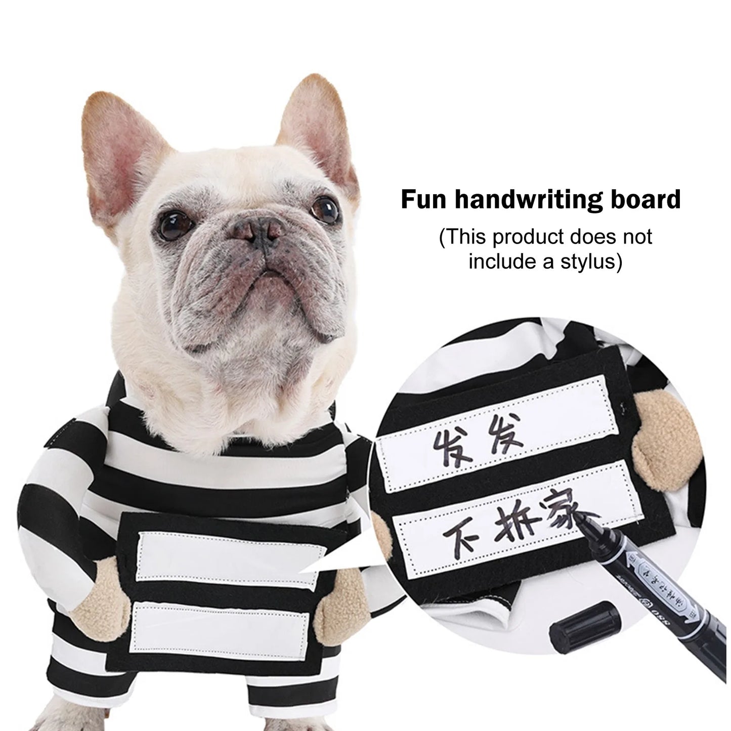 Funny Prisoner Dog Costume For Halloween! Dress Your Pup In This Hilarious Striped Outfit For Parties & Photos. Soft Comfortable