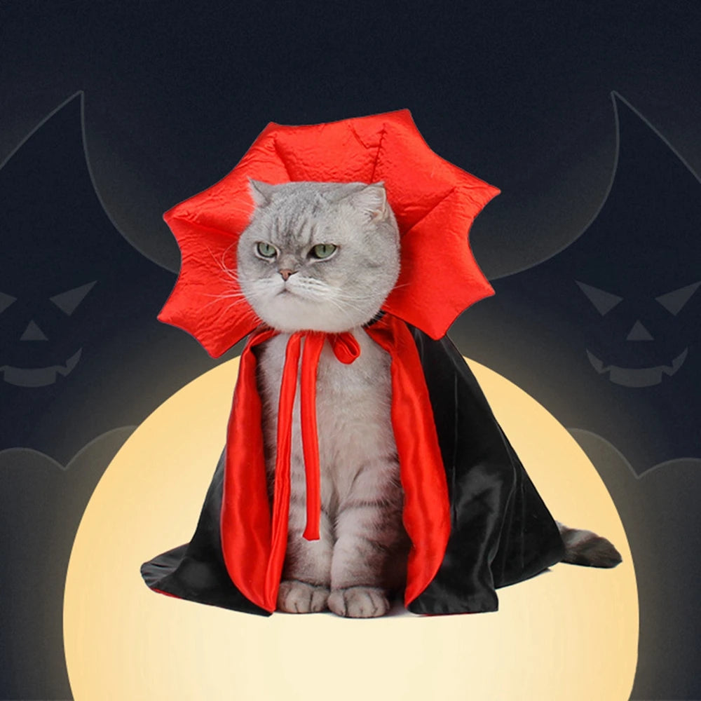 Funny Pet Role Play Costume Vampire Cloak For Small Dog Cat Halloween Puppy Cape Dress Kawaii Pet Clothes Cat Accessoties Gift